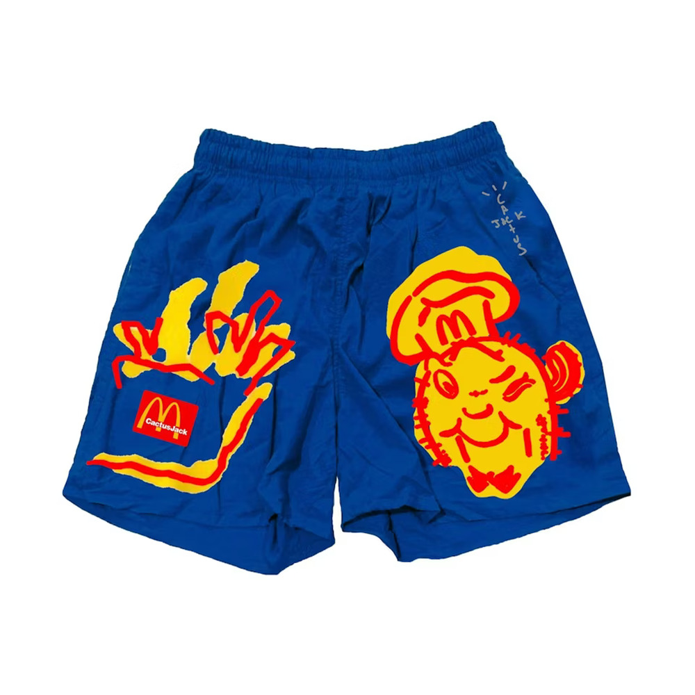 Travis Scott x McDonald's Cactus Jack Illustration Shorts Nylon Logo Blue Large